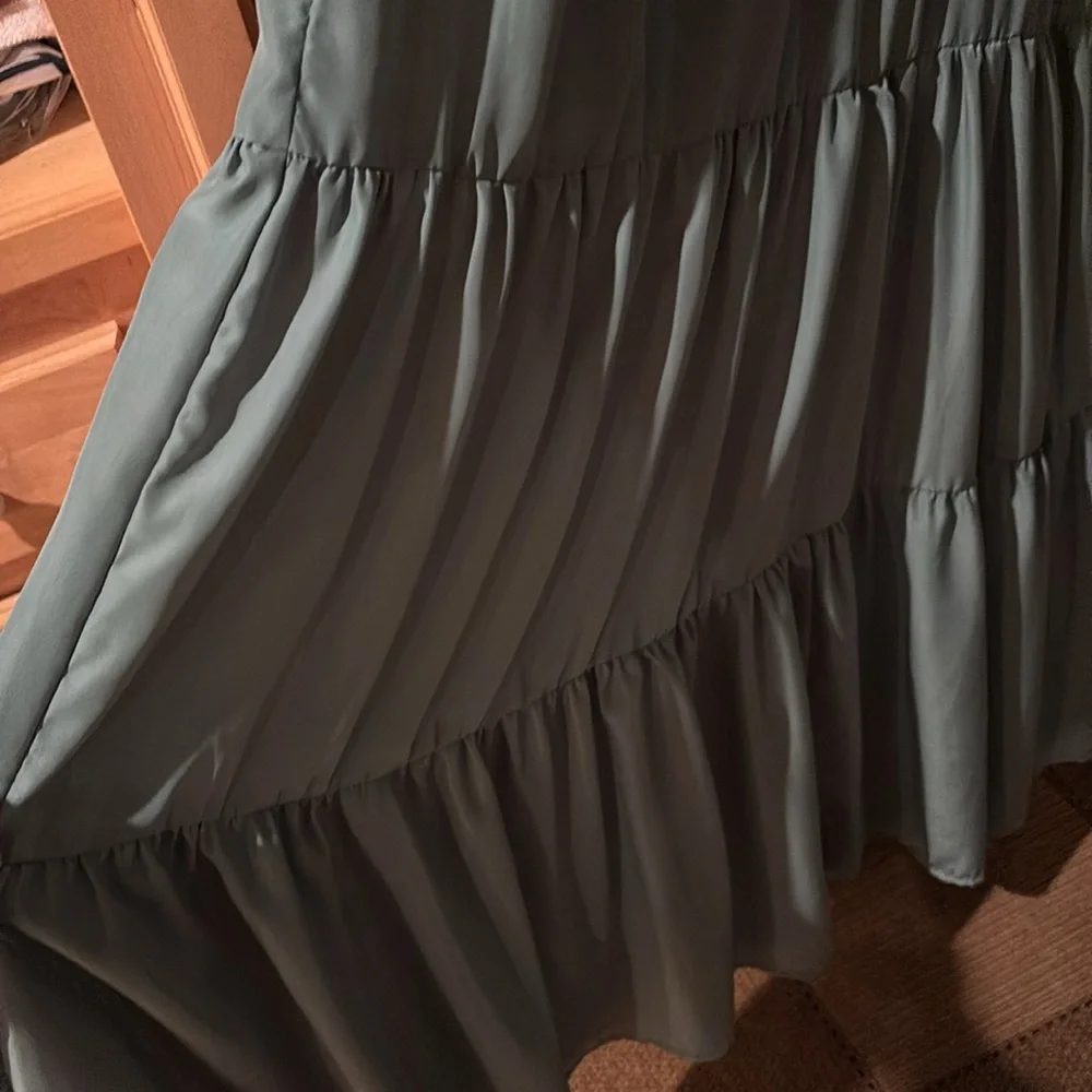 Fables agate green color women’s medium spaghetti strap Thai front long dress - Picture 4 of 12